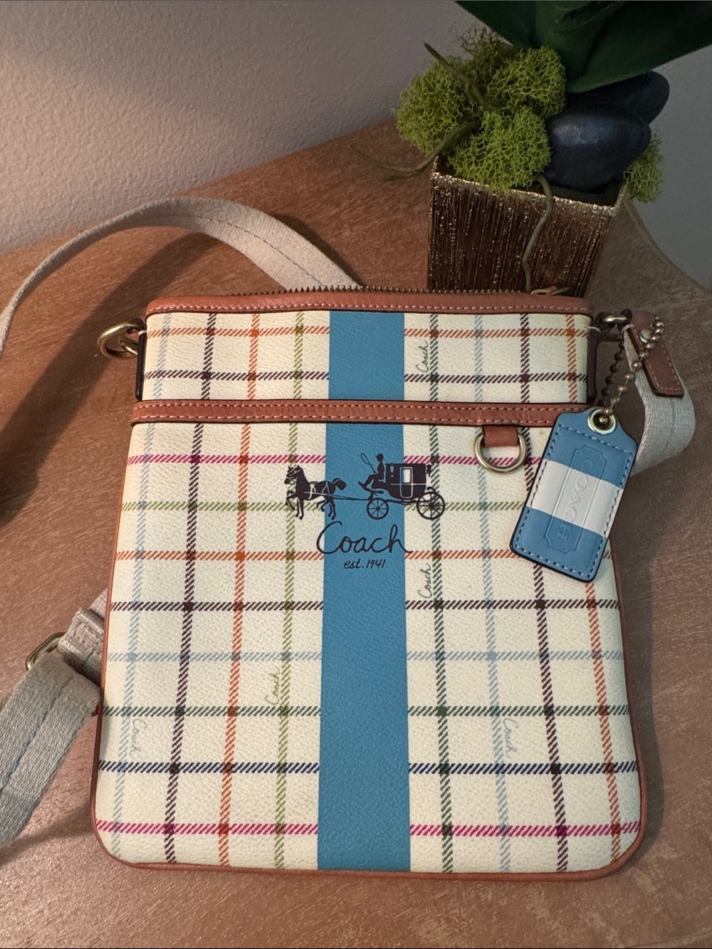 New Without Tags Heritage Tattersall Coach Messenger Bag